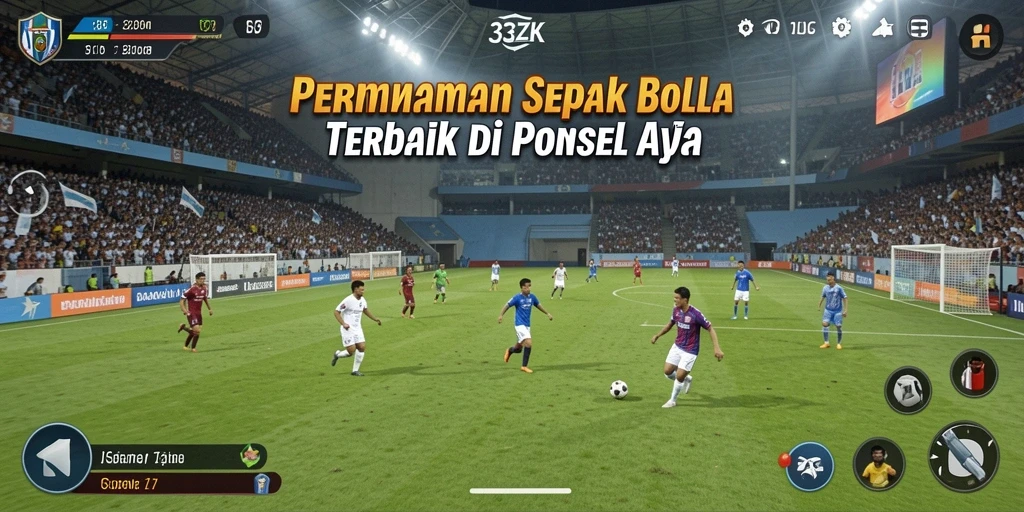 Tangkapan layar gameplay 33ZK yang menampilkan aksi seru sepak bola.
