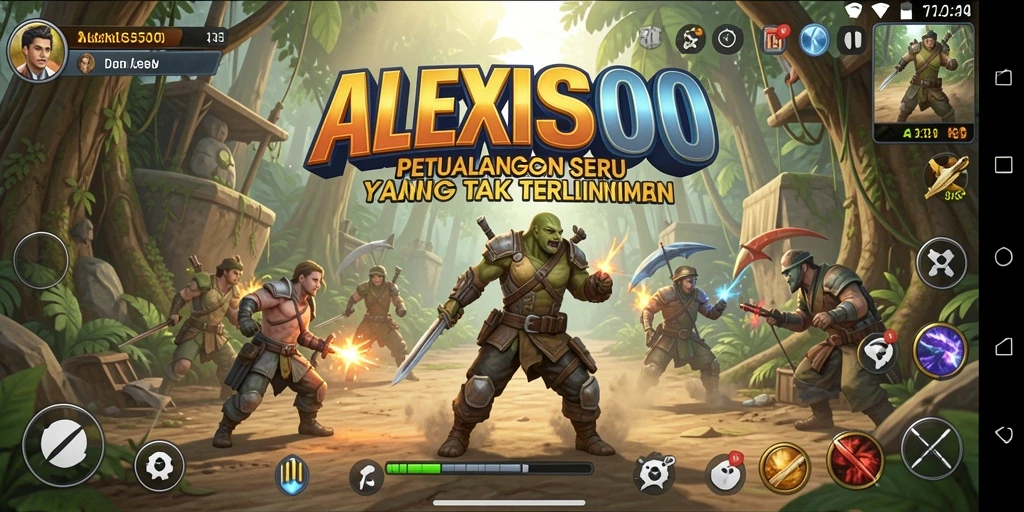 Tampilan gameplay ALEXIS500 dengan petualangan memukau.