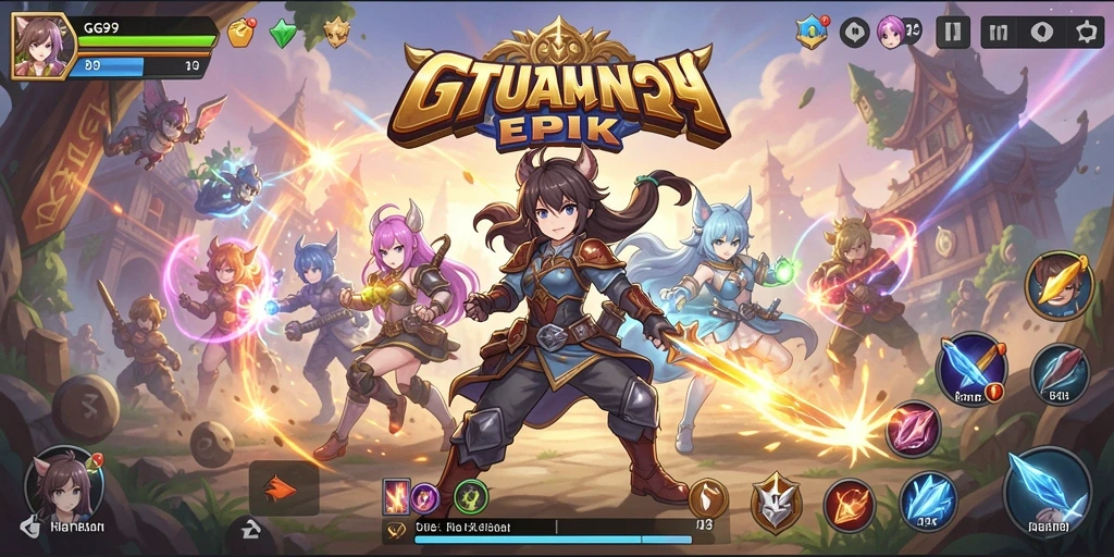Screenshot utama GG99 menampilkan pertarungan karakter anime yang mendebarkan.