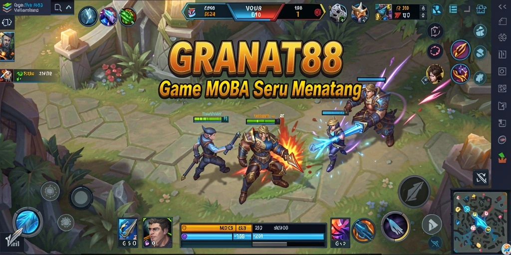 Tangkapan layar gameplay seru di GRANAT88 memperlihatkan pertarungan tim yang intens.