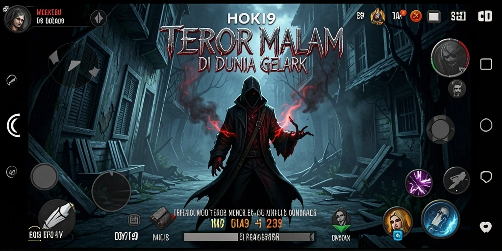 Tampilan gameplay menyeramkan HOKI9 dengan suasana gelap.