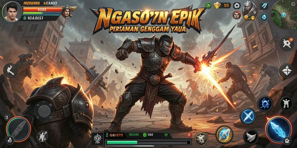 Screenshot dari gameplay NGASO77 menunjukkan karakter bertarung dengan gerakan spektakuler.