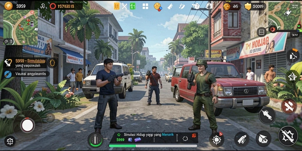 Tangkapan layar gameplay S9S9 menampilkan aksi simulasi yang realistis.