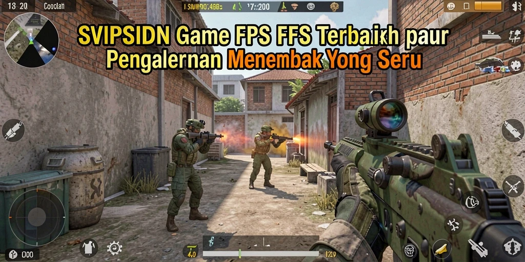 Screenshot gameplay SVIPSIDN menampilkan aksi seru di medan tempur FPS.